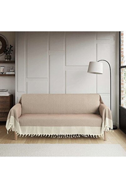 Bumedo غطاء أريكة سرير أريكة منسوج بمقابض طبيعية مقاس 180x300 كبير من القطن ا...