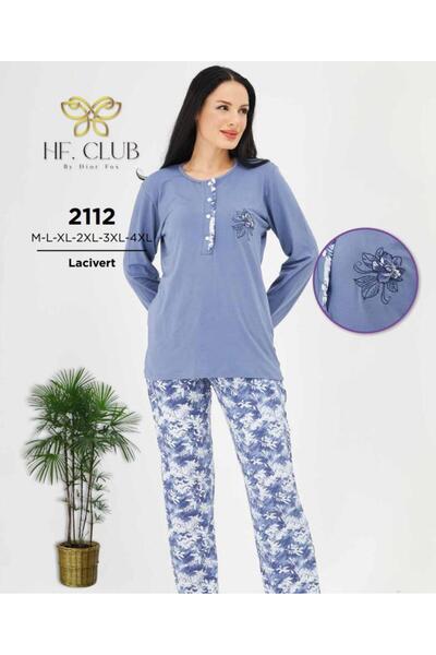 HF Club 2112 Жіночий піжамний комплект з довгими рукавами та ґудзиками спереду