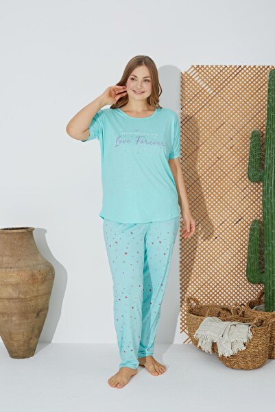Estiva 24072 Short Sleeve Large Size Women's Pajamas Set