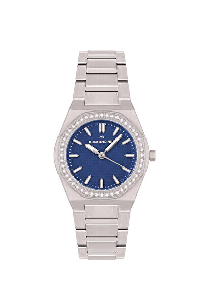 DIAMOND HILL ساعة نسائية من Diamondhill بمينا فضية وأزرق DHSSBL8169L