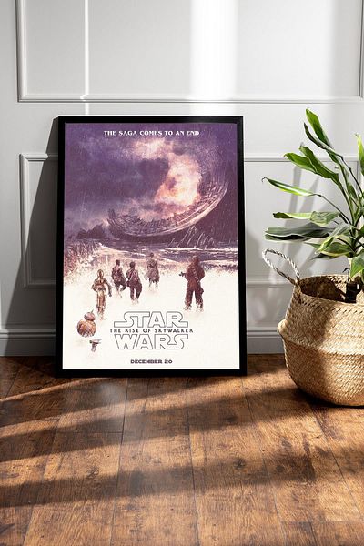Saturn Star Wars the Rise of Skywalker Framed Painting - Space Wars Fim Poster Painting