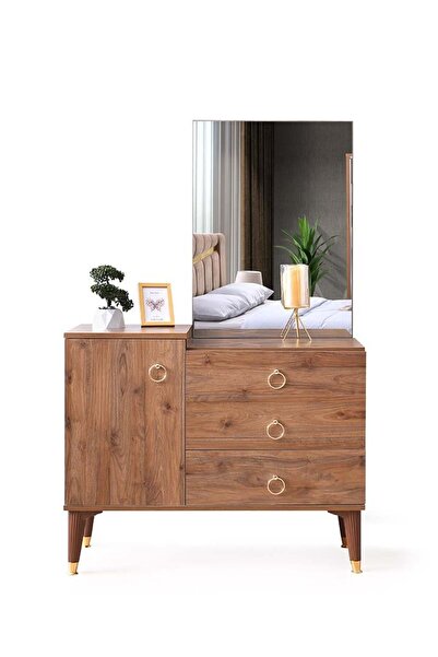 Avm 24 Cenevre Şifonyer Makyaj Masası Aynalı Ceviz  Nakliye