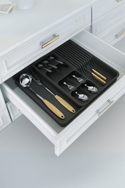 EVLE Expandable Cutlery & Knife Holder Set, Anthracite