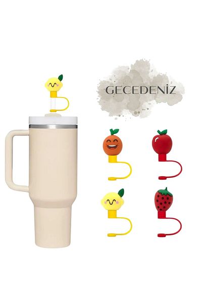 GECEDENİZ Three-Dimensional Fruit Thermos Straw Stopper