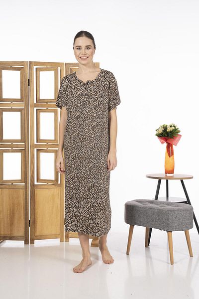 Estiva 23239-5 Casual φόρεμα με μισό μανίκι με μοτίβο Lycra Viscose