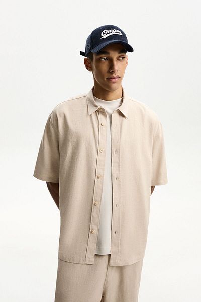 Bershka Short sleeve linen blend shirt