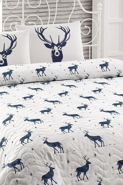 Eponj Home Двойно ватирано покривало Geyik Navy Blue