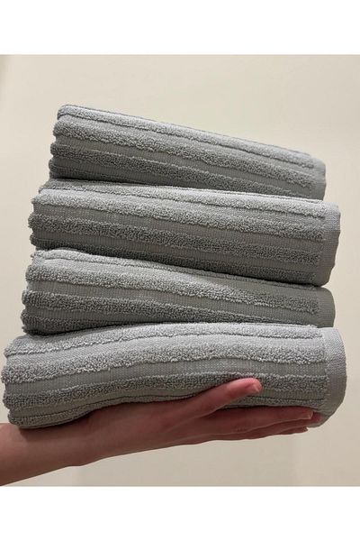 SHAL HOME 100% Cotton 50X90Cm 4-Piece Hand&Face Towel Set-Brick