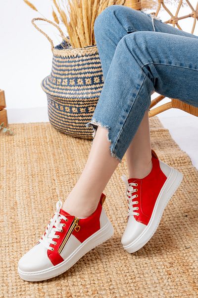 marinarosse Women's Rubel Red Zipper Detailed Sneakers