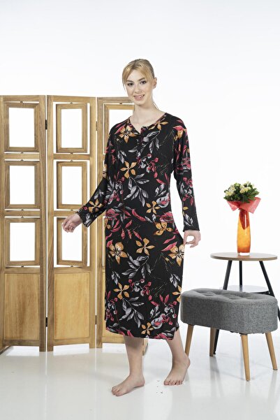 Estiva 23246-4 Top με κουμπιά μακρυμάνικο φόρεμα με στάμπα Lycra Viscose Casual