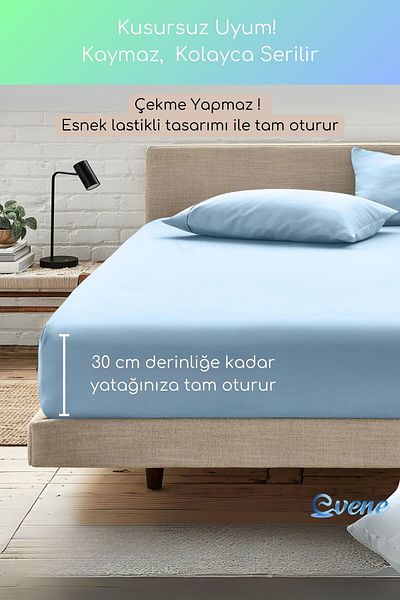 Evene Set cearșafuri duble - Set husă pilotă moale și durabilă - Culoare albastră - 160x200