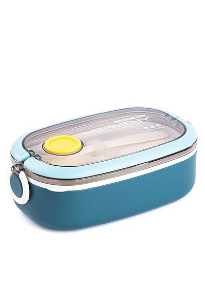 Tantitoni Tedemei Blue Stainless Steel Fork and Spoon Food Carriage Container 750ml