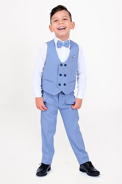 Babito Baby Boy's Suit 6-Button Vest Bow Tie Chain Suit