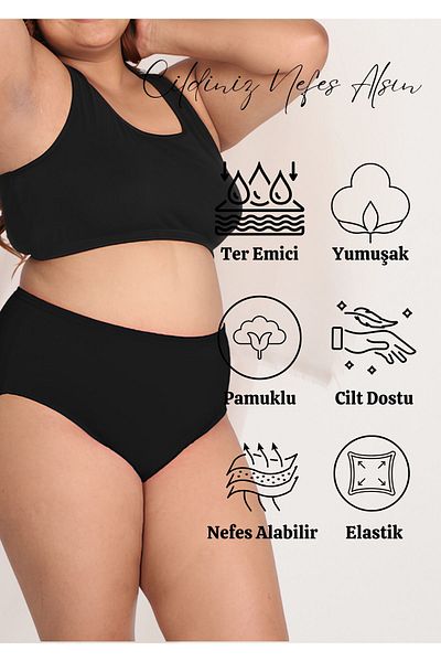 red iç giyim High Waist Cotton Large Size Bato Women's Panties 7 Pack (Battal Size)