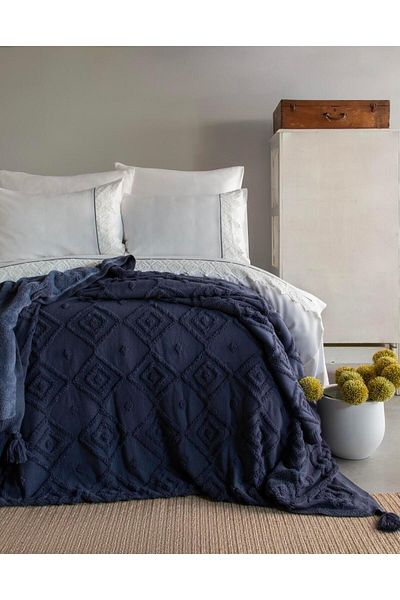 Apricitas HOME Ellion Indigo - Double Knitwear Blanket Bedding Set