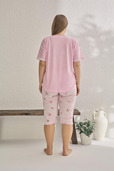 Estiva 23072 Women's Short Sleeve Capri Large Size Summer Viscose Pajamas Set