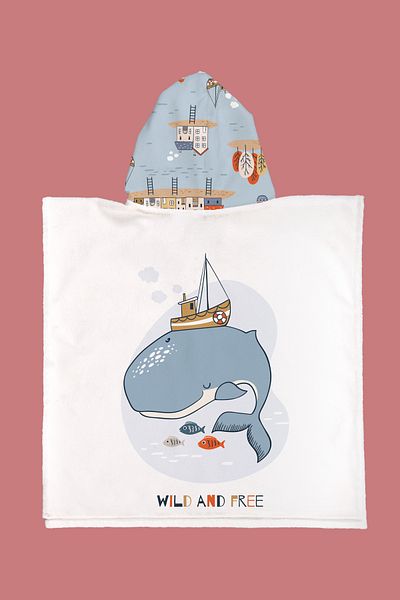 Evdek Πετσέτα παραλίας Whale Kids Poncho