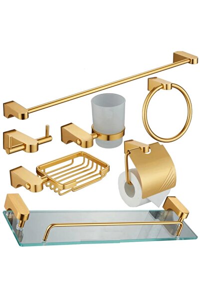 Genel Markalar LÜX BANYO SETİ 7 Lİ ALTIN RENGİ