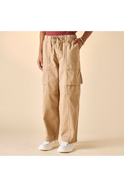 Lee Cooper Checked Cargo Pants with Drawstring Closure