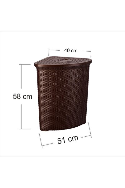 M3DECORİUM Plastic Triangle Wicker Weave Patterned Dirty Laundry Basket for C...