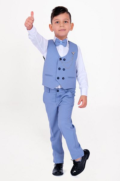 Babito Baby Boy's Suit 6-Button Vest Bow Tie Chain Suit