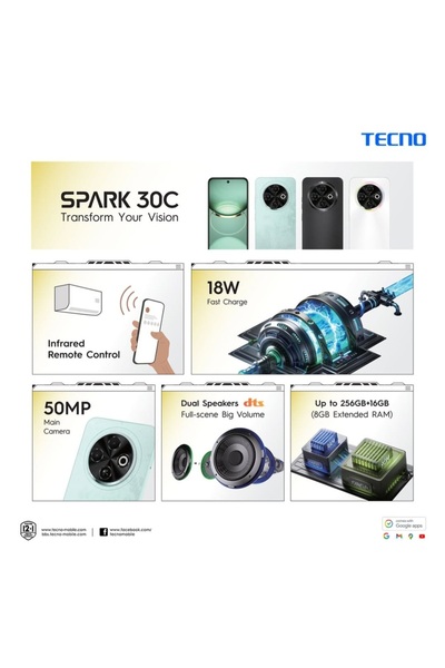 TECNO Spark 30c 8 Gb Ram ) Türkiye Garantili)