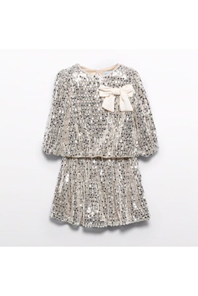 Abel & Lula Kız Çocuk Payetli Etek Set Elbise Gümüş Gold L25K5544