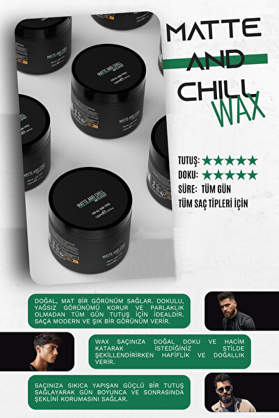homenter Matte and Chill Saç Şekillendirici Wax | Güçlü Tutuş | Parlak Görünüm 130ml