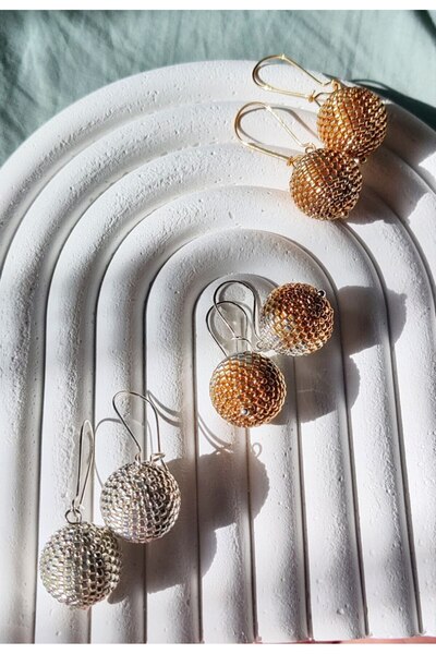 BİBEÇİK Miyuki boncuk Top Şekilli El yapımı Küpe