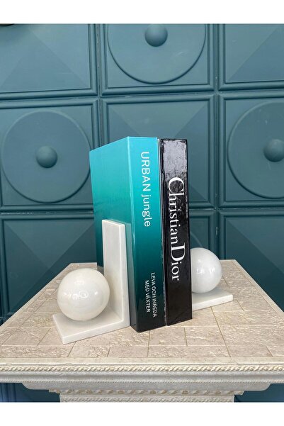 Vhome Beyaz Mermer Kitap Tutucu