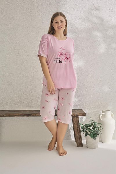 Estiva 23072 Γυναικεία κοντομάνικη πιτζάμες Capris Plus σε μέγεθος καλοκαιρινής βισκόζης