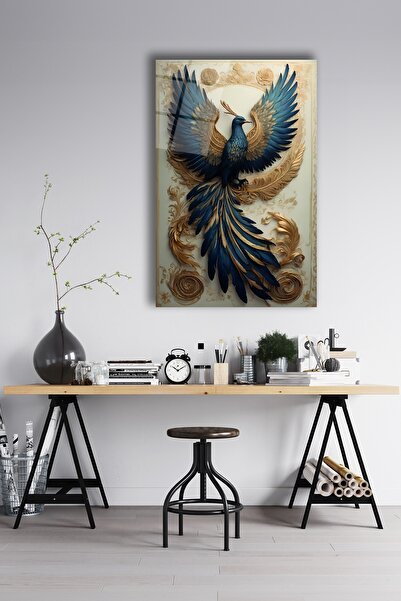 BRNDECO Modern Anka Kuşu Cam Tablo