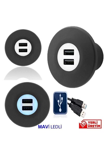 Sanel Usb Şarj Ünitesi Üniversal 12V24V 2Amp Mavi Ledli Suc2B SUC2B