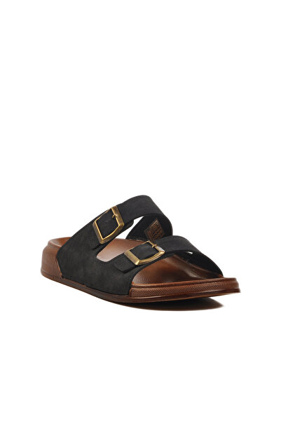 Pierre Cardin Black Double Banded Lightweight Men's Casual Slippers Pc-7411 m