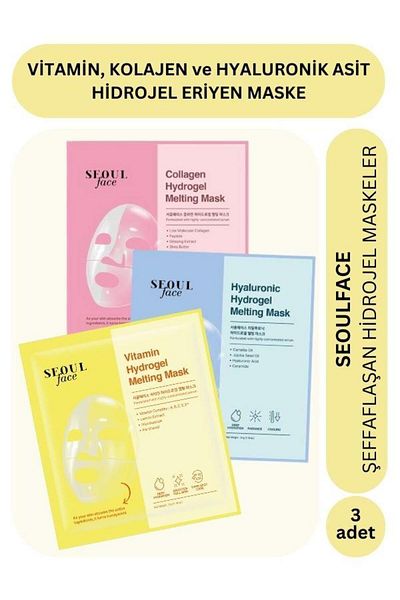 Dermal Hydrogel with Vitamin Collagen and Acid - Transparent Melt Mask 34g, 3 Pieces