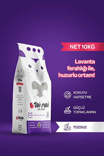 Toi Moi Topaklanan, Tozsuz, Koku Hapseden Lavantalı Bentonit Kedi Kumu 10 L
