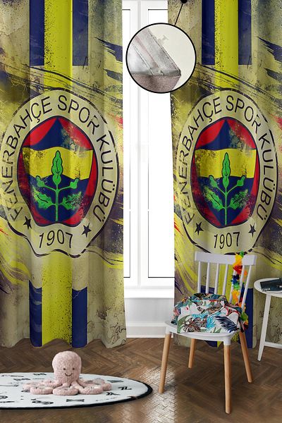 Doruklar Home Collection Digital Printing Washable Decorative Modern Patterned 2 Wings Baby and Children's Room Background Curtain