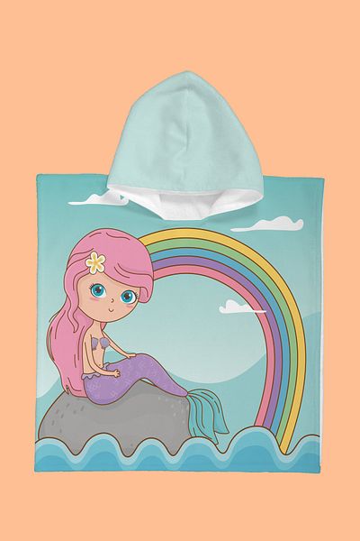 Evdek Παιδική πετσέτα παραλίας Rainbow Mermaid Poncho