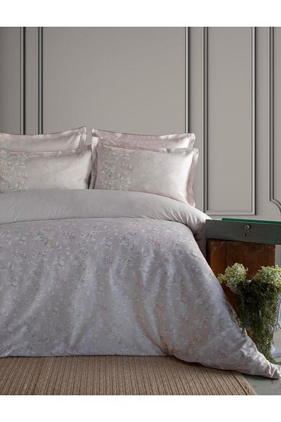 Apricitas HOME Σετ παπλωματοθήκης Ap King Size Elegance με στάμπα σατέν Franny Beıge - Παπλωματοθήκη