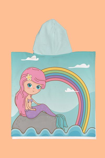 Evdek Παιδική πετσέτα παραλίας Rainbow Mermaid Poncho