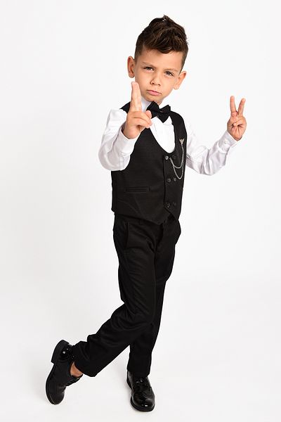 Babito Baby Boy's Suit 6-Button Vest Bow Tie Chain Suit