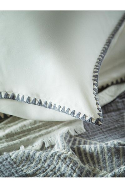 Apricitas HOME Διπλό κάλυμμα κρεβατιού μουσελίνα Nevset June Grey - Σετ πικέ