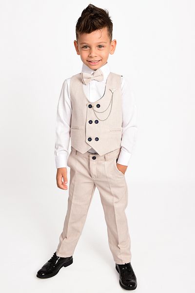 Babito Baby Boy's Tuxedo Suit 6-Button Vest Bow Tie Chain Suit
