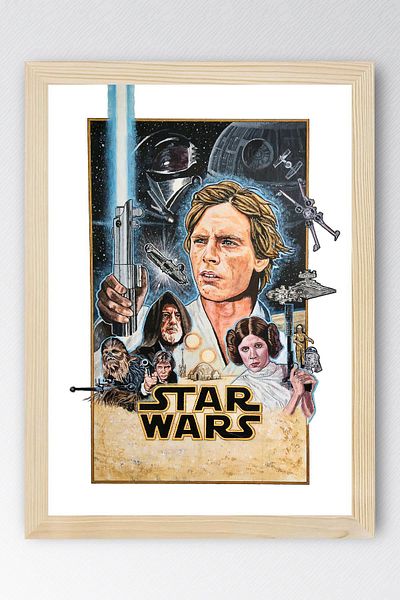 Saturn Star Wars Framed Painting - Space Wars Nostalgia Old Fim Poster Painting