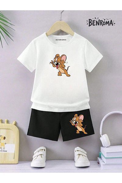 BENROMA Unisex Kids Shorts Set - Character Printed