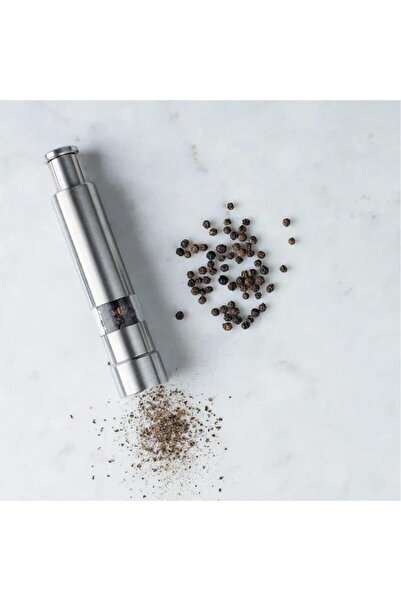 Nirnisa 1 Adet 15 cm Bas-Çek Tuz Karabiber Değirmeni Manuel Basmalı Paslanmaz Çelik Tuzluk Baharat Öğütücü