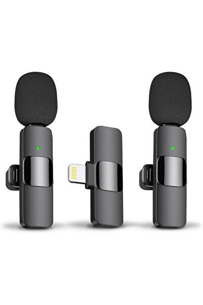 AWH ميكروفون لافاليير لاسلكي للآيفون/الآيباد، ميكروفون متعدد الاتجاهات بتقنية البلوتوث للبودكاست والفيديو، أسود