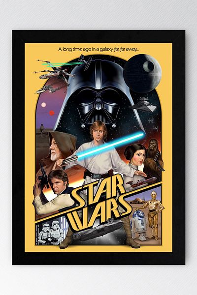 Saturn Tablou înrămat Star Wars - Space Wars Old Nostalgia Fim Poster Pictură