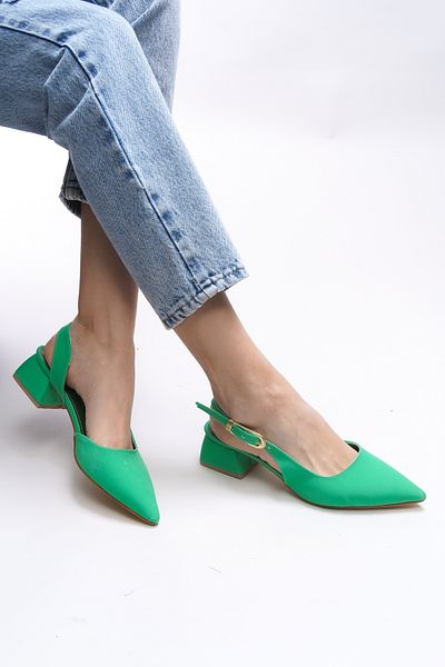 Riccon Iohsevel Matte Green Women's Heeled Shoes - 0012124