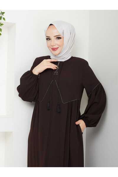 SG SARİALGİYİM Νέας σεζόν SG Yellow Clothing - Κομψό Summer Ferace με λεπτομέρεια από κορδόνι και κέντημα με πέτρες